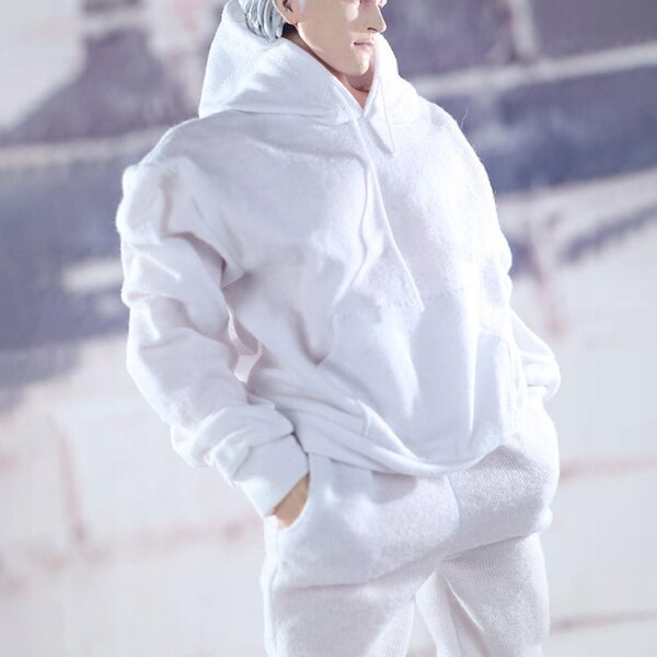 1/6 Kleidung für 12-Zoll-Figuren: weißer Kapuzenpullover und weiße Hose