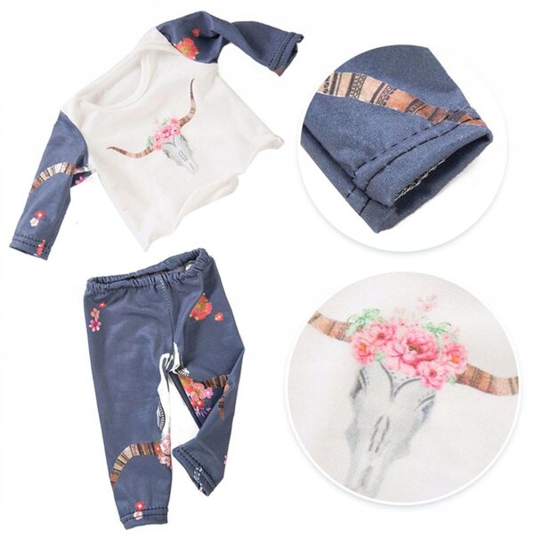 Pigiama per bambole 18 pollici con stampa a fiori - Completo top e pantaloni