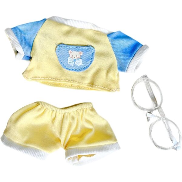 Kleidung für 20-cm-Puppen mit Brille, weiches und farbenfrohes Sommerkostüm