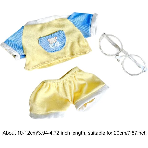 Kleidung für 20-cm-Puppen mit Brille, weiches und farbenfrohes Sommerkostüm