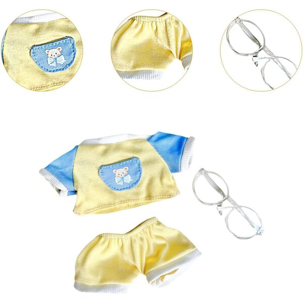 Kleidung für 20-cm-Puppen mit Brille, weiches und farbenfrohes Sommerkostüm