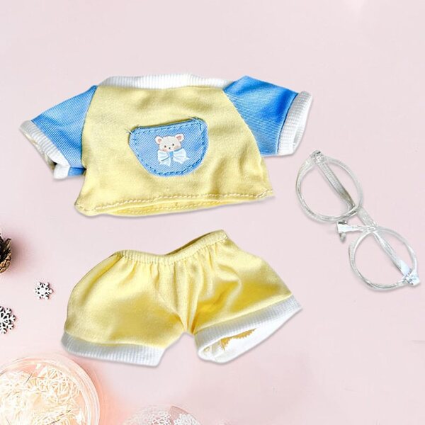 Kleidung für 20-cm-Puppen mit Brille, weiches und farbenfrohes Sommerkostüm