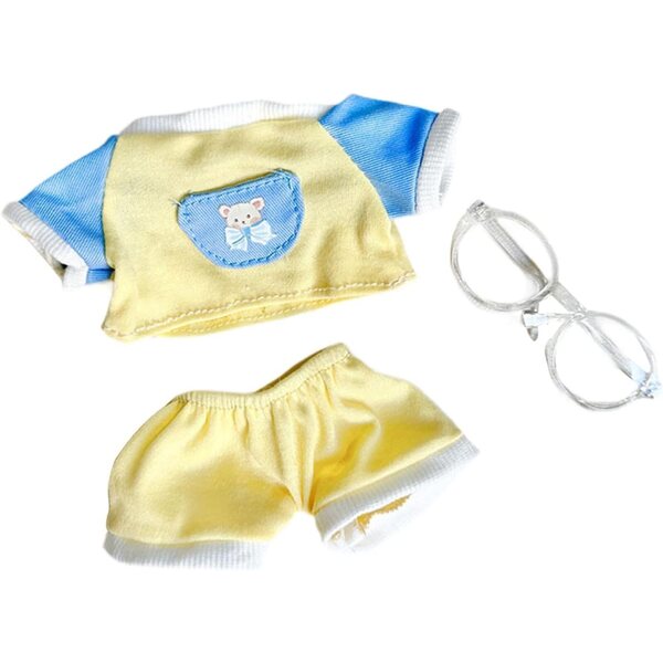 Kleidung für 20-cm-Puppen mit Brille, weiches und farbenfrohes Sommerkostüm