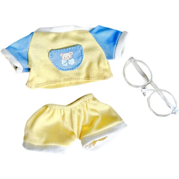 Kleidung für 20-cm-Puppen mit Brille, weiches und farbenfrohes Sommerkostüm