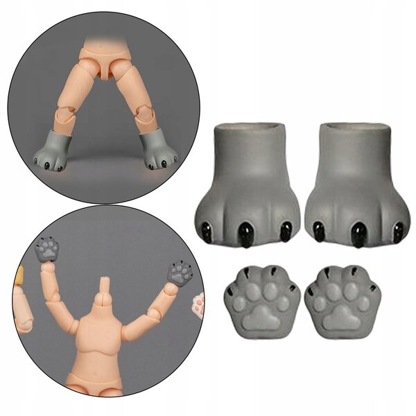 BJD Körperzubehör 1/12 Hände und Füße für OB11 graue PVC-Puppen