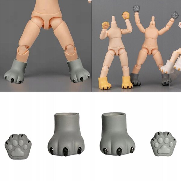 BJD Körperzubehör 1/12 Hände und Füße für OB11 graue PVC-Puppen
