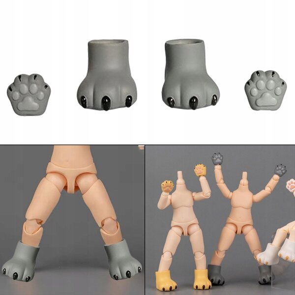 BJD Körperzubehör 1/12 Hände und Füße für OB11 graue PVC-Puppen