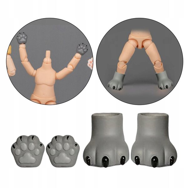 BJD Körperzubehör 1/12 Hände und Füße für OB11 graue PVC-Puppen
