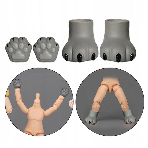 BJD Körperzubehör 1/12 Hände und Füße für OB11 graue PVC-Puppen