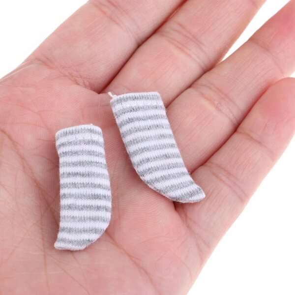 Grau gestreiftes Skarpetki für 1/12 BJD OB11 Obitsu11 Mini Hochwertige Puppen