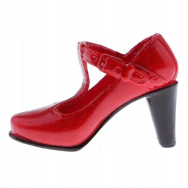 1/6 rote T-Riemen-High-Heel-Schuhe für 12-Zoll-Frauenfiguren