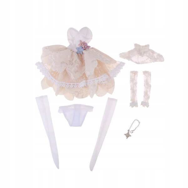 8-teiliges Set beige Spitzenkleidung für 1/4 BJD-Puppen mit Zubehör