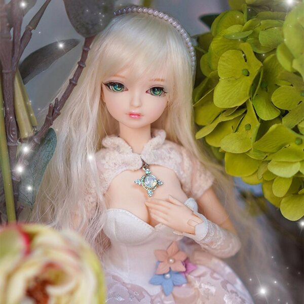 8-teiliges Set beige Spitzenkleidung für 1/4 BJD-Puppen mit Zubehör