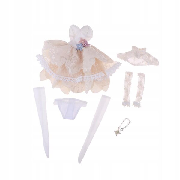 8-teiliges Set beige Spitzenkleidung für 1/4 BJD-Puppen mit Zubehör