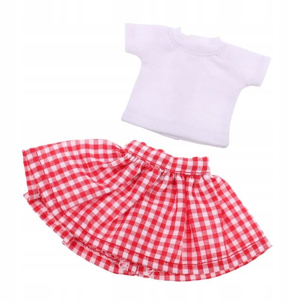 Tenue deux pièces blanche et rouge pour poupées 1/6 - Jupe et haut faits main