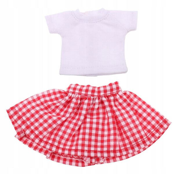 Witte en rode tweedelige outfit voor 1/6 poppen - Handgemaakte rok en top