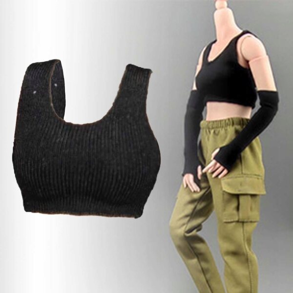 Gilet in scala 1/12 per action figure da 6 pollici, tessuto nero