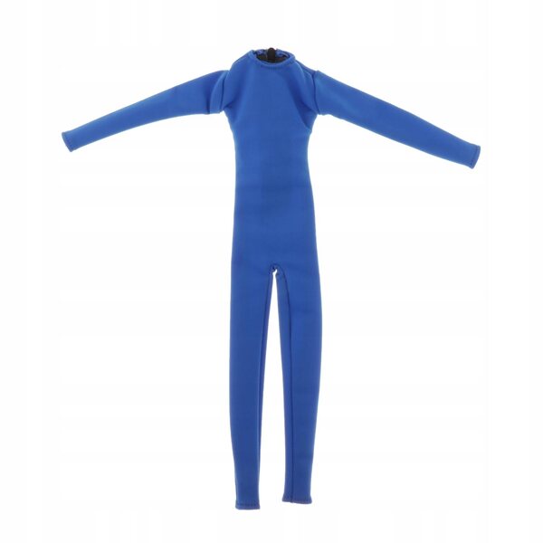 Enges Kleid mit langen Ärmeln im Maßstab 1/6 für 12-Zoll-Puppen aus PU-Leder und blauem Stoff