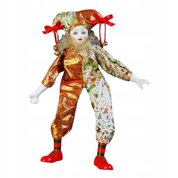 Dekorative Clownfigur aus Keramik 38 cm mit Kleidung, perfekt für Sammler und Halloween