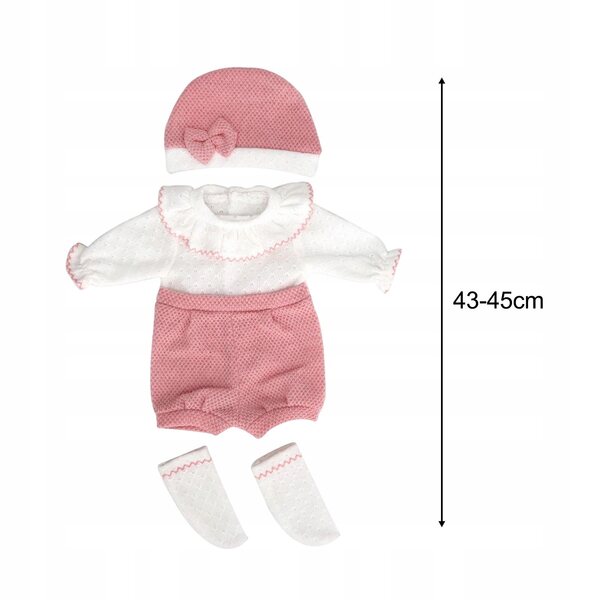 Ubranka per bambole 45 cm con cappello rosa chiaro, set casual di qualità