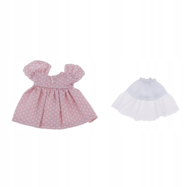 1:12 Puppen-Outfit mit rosa gepunktetem Pettirock-Rock für OB11 und BJD