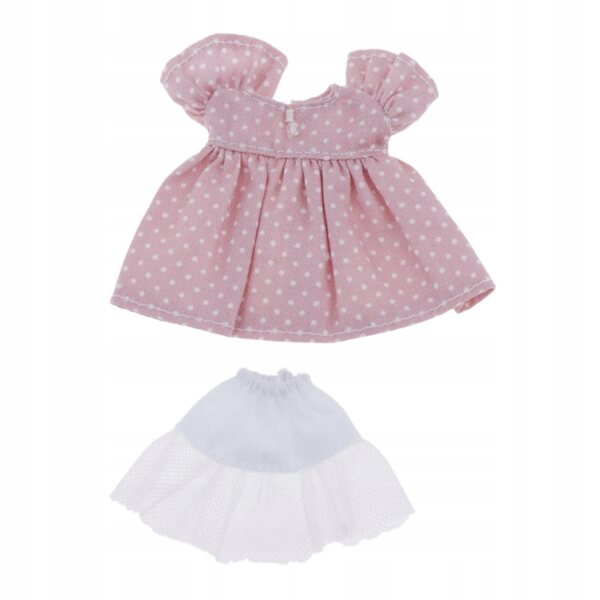 1:12 Puppen-Outfit mit rosa gepunktetem Pettirock-Rock für OB11 und BJD