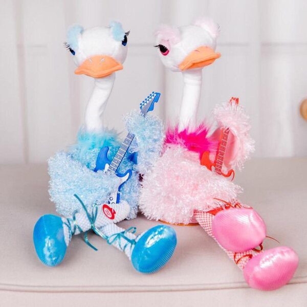 Elektrisches blaues Flamingo-Plüschtier, singend und tanzend, 41,5 cm, für Kinder