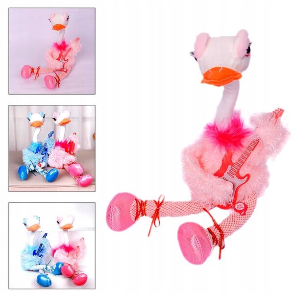 Elektrisches blaues Flamingo-Plüschtier, singend und tanzend, 41,5 cm, für Kinder