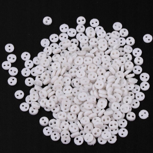 Set 300 bottoni bianchi in resina 4mm per cucito e hobby creativi