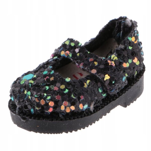 Scarpe nere in pelle con paillettes per bambole 12'' Blythe 1/6 licra