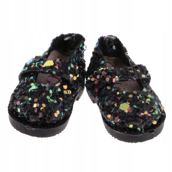 Scarpe nere in pelle con paillettes per bambole 12'' Blythe 1/6 licra