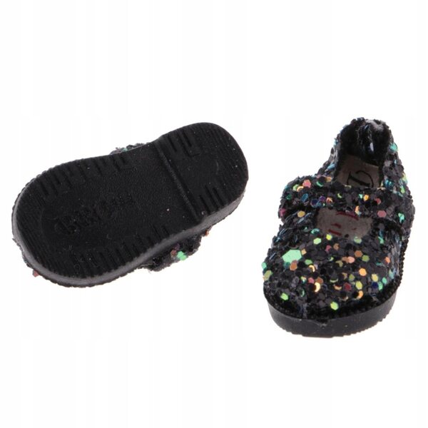 Scarpe nere in pelle con paillettes per bambole 12'' Blythe 1/6 licra
