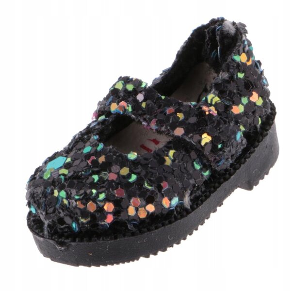 Scarpe nere in pelle con paillettes per bambole 12'' Blythe 1/6 licra