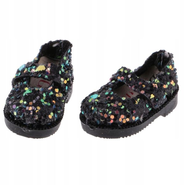 Scarpe nere in pelle con paillettes per bambole 12'' Blythe 1/6 licra