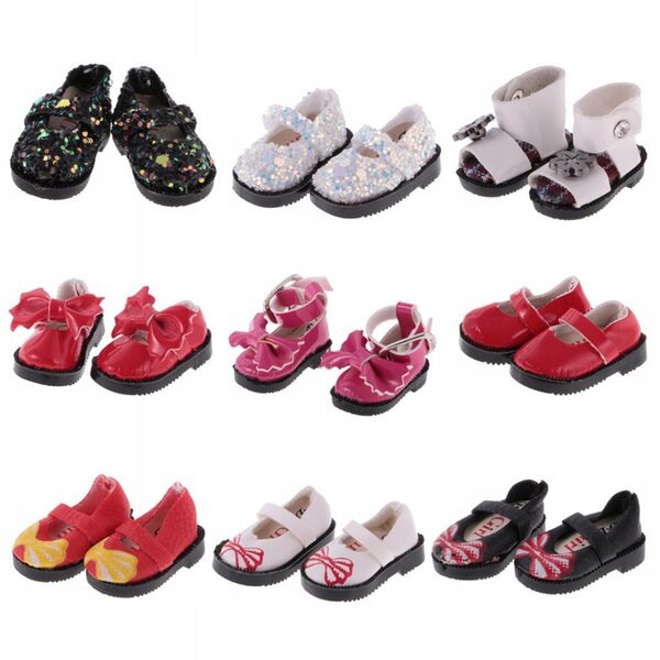 Scarpe nere in pelle con paillettes per bambole 12'' Blythe 1/6 licra