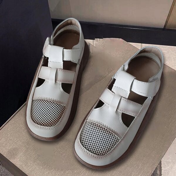 Bequeme, atmungsaktive beige Damenstiefelette mit rutschfester Sohle und Mesh