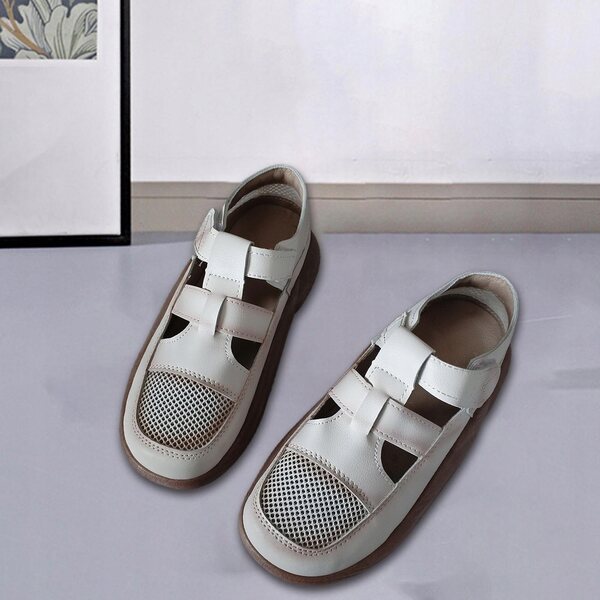 Bequeme, atmungsaktive beige Damenstiefelette mit rutschfester Sohle und Mesh