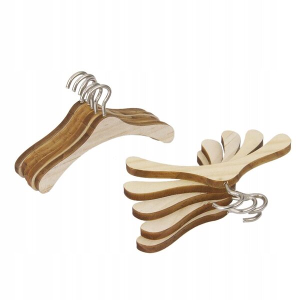 Set 10 appendini in legno con gancio metallico per abiti bambole BJD 1/4