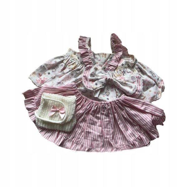 Plüschpuppenkleidung 58cm rosa mit Streifen - stilvolles Fotozubehör