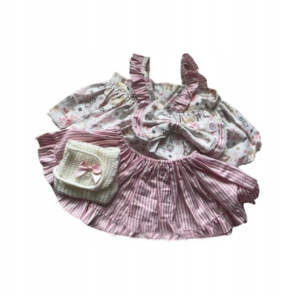 Plüschpuppenkleidung 58cm rosa mit Streifen - stilvolles Fotozubehör