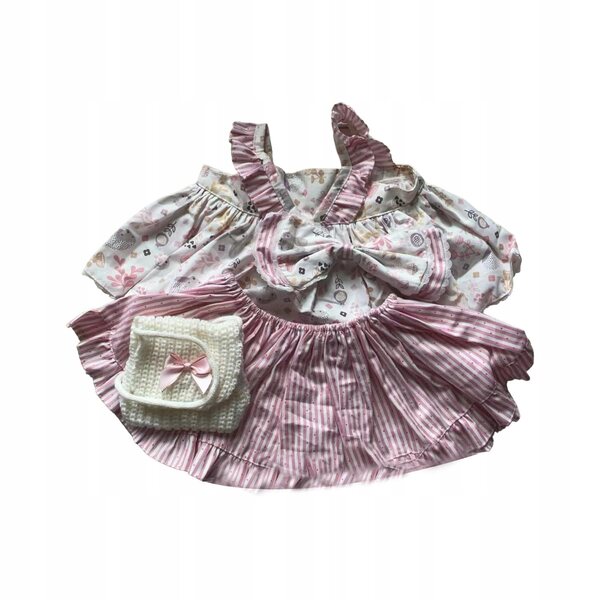Plüschpuppenkleidung 58cm rosa mit Streifen - stilvolles Fotozubehör