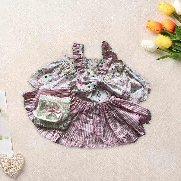 Plüschpuppenkleidung 58cm rosa mit Streifen - stilvolles Fotozubehör