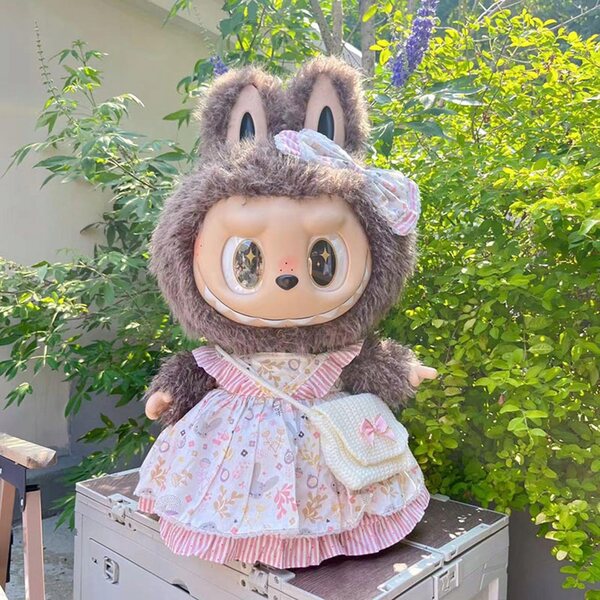 Plüschpuppenkleidung 58cm rosa mit Streifen - stilvolles Fotozubehör