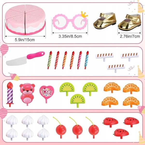 Puppenzubehör-Set mit Kuchen, Kleidung und Schuhen für Kinder ab 5 Jahren