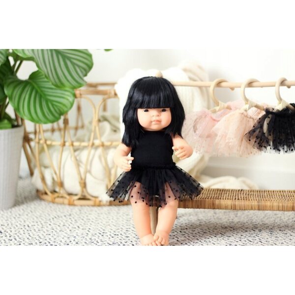 Costume da ballerina nero per bambola 38 cm con body e gonna tutu MINILAND