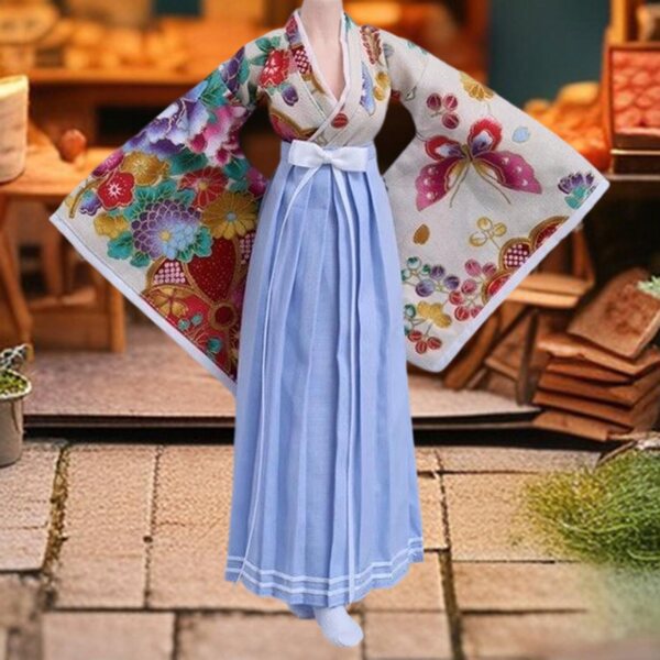 Kimono Donna 1/6 Completo Top e Gonna Tradizionale Giapponese per Collezionisti