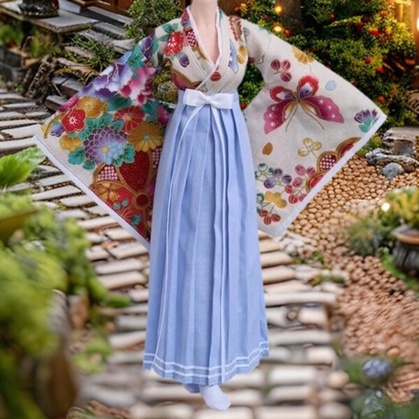 Kimono Donna 1/6 Completo Top e Gonna Tradizionale Giapponese per Collezionisti