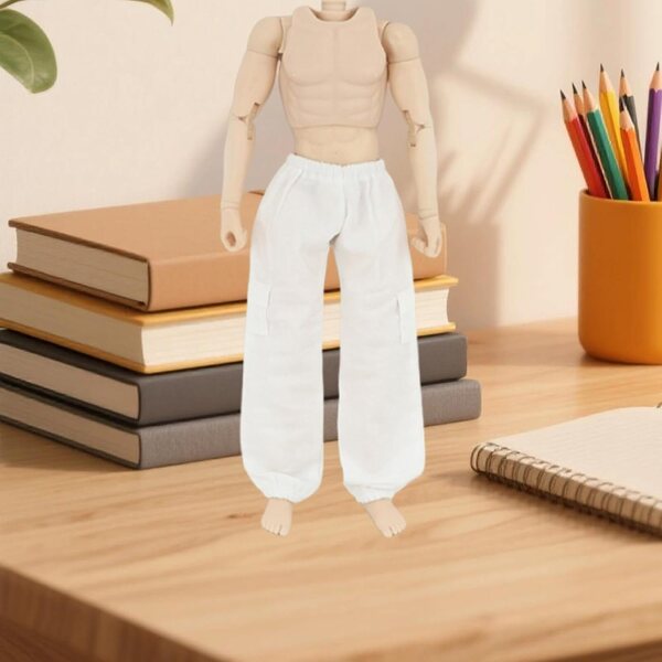 1/6 Miniaturhose für Actionfigur-Mann aus weißem, widerstandsfähigem Stoff