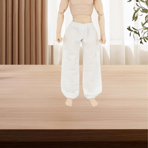1/6 Miniaturhose für Actionfigur-Mann aus weißem, widerstandsfähigem Stoff