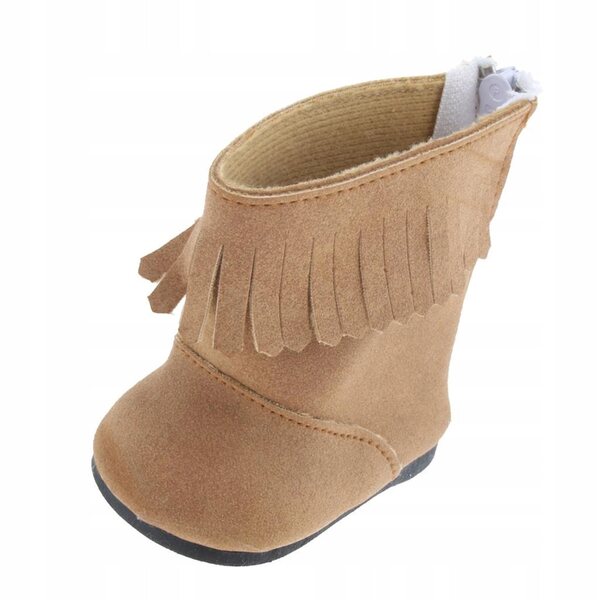 Braune Schuhe mit Reißverschluss für 18-Zoll-Puppen, Höhe 7 cm